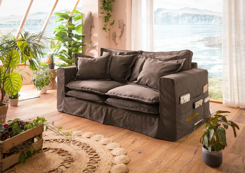 Massivmoebel24 Hussensofa KINGSTON, Taupe 2