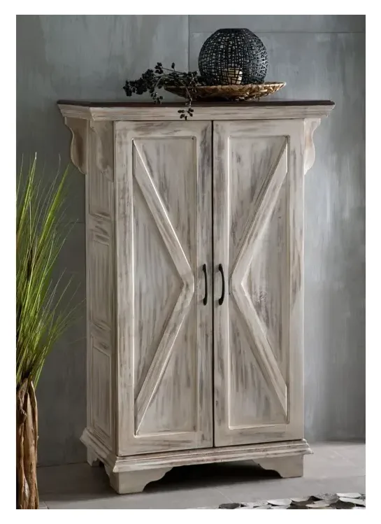 Massivmoebel24 Kleiderschrank CASTLE-ANTIK, Mango weiß
