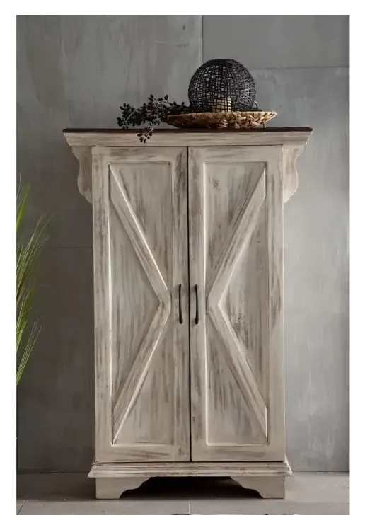 Massivmoebel24 Kleiderschrank CASTLE-ANTIK, Mango weiß 3