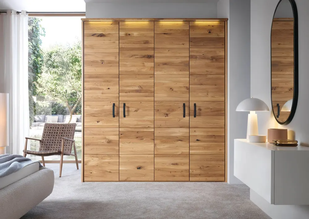 Massivmoebel24 Kleiderschrank HALMSTAD, Wildeiche natur