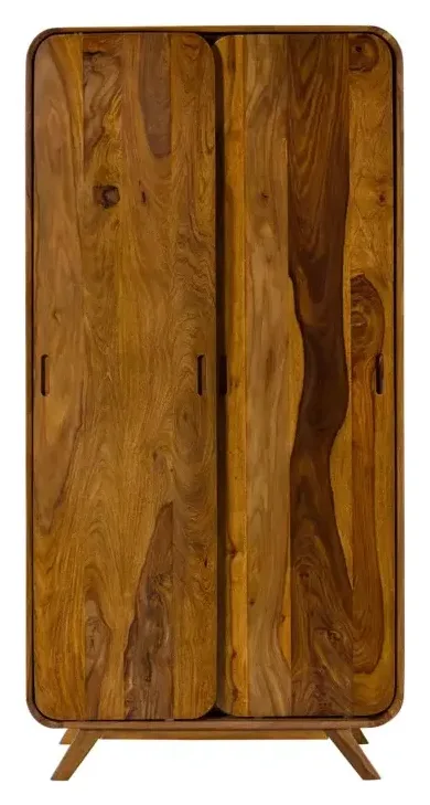 Massivmoebel24 Kleiderschrank MAILAND, Sheesham hellbraun