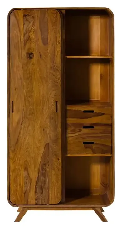 Massivmoebel24 Kleiderschrank MAILAND, Sheesham hellbraun 2