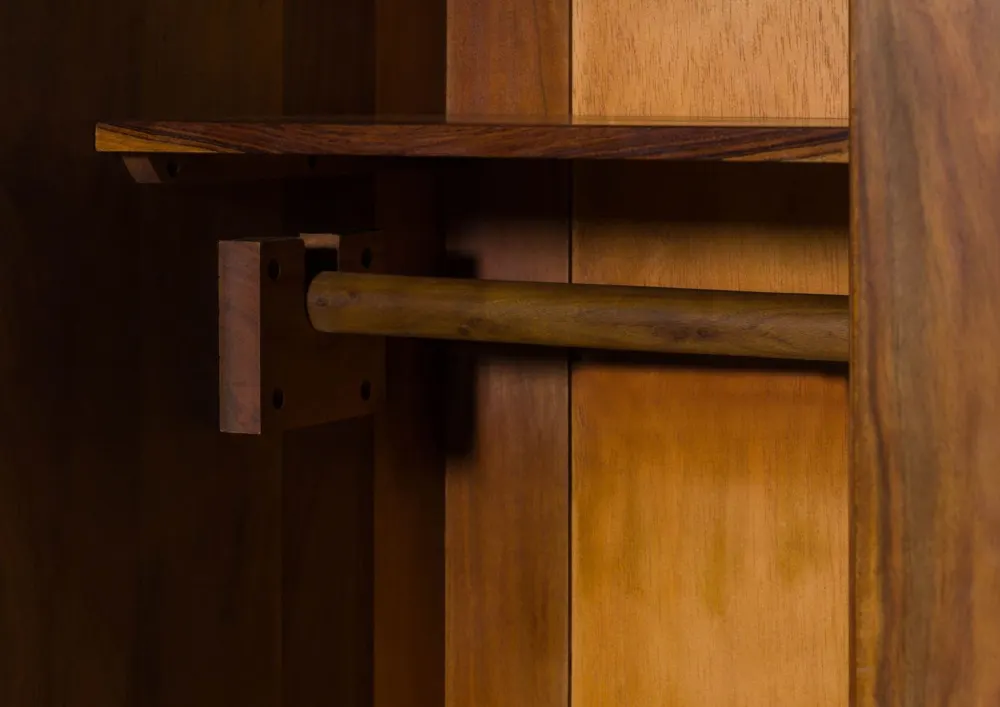 Massivmoebel24 Kleiderschrank MAILAND, Sheesham hellbraun 3