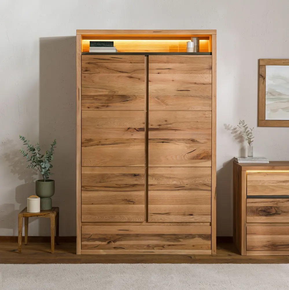Massivmoebel24 Kleiderschrank MONTREUX LUX, Wildeiche natur