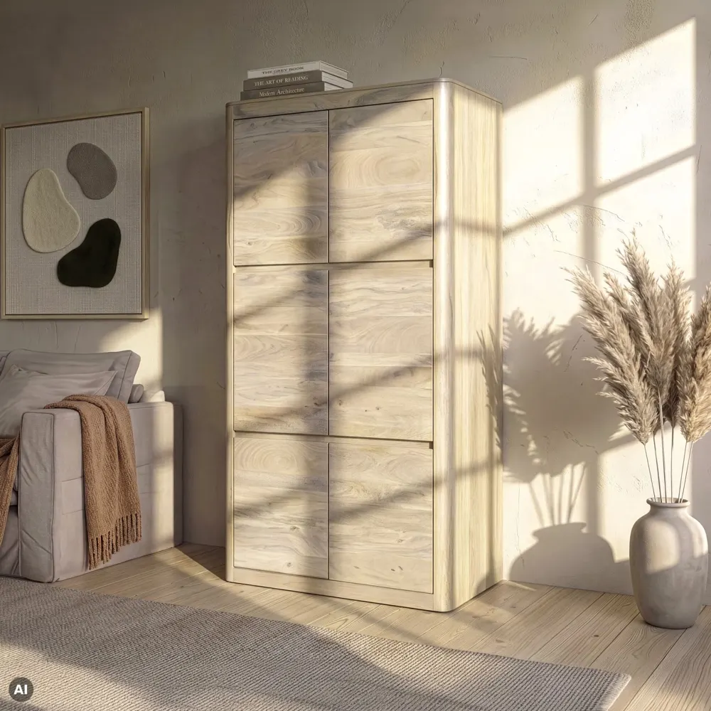Massivmoebel24 Kleiderschrank TORONTO, Mango weiß lackiert 2