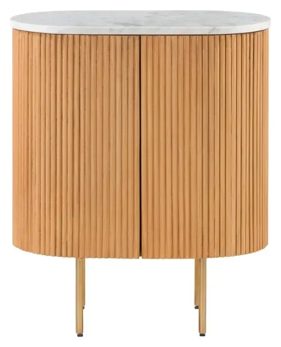 Massivmoebel24 Kommode BARCELONA, Mango natur, Marmor weiß