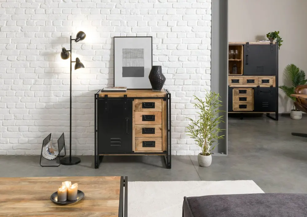 Massivmoebel24 Kommode BLACKBURN, Mango natur lackiert
