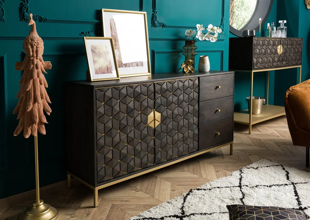 Massivmoebel24 Kommode DIAMOND, Mango grau geölt 3
