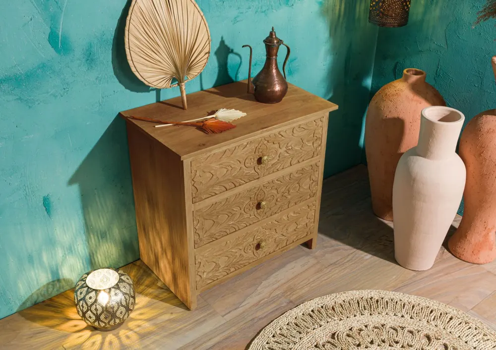 Massivmoebel24 Kommode KASHMIR, Mango natur lackiert 2