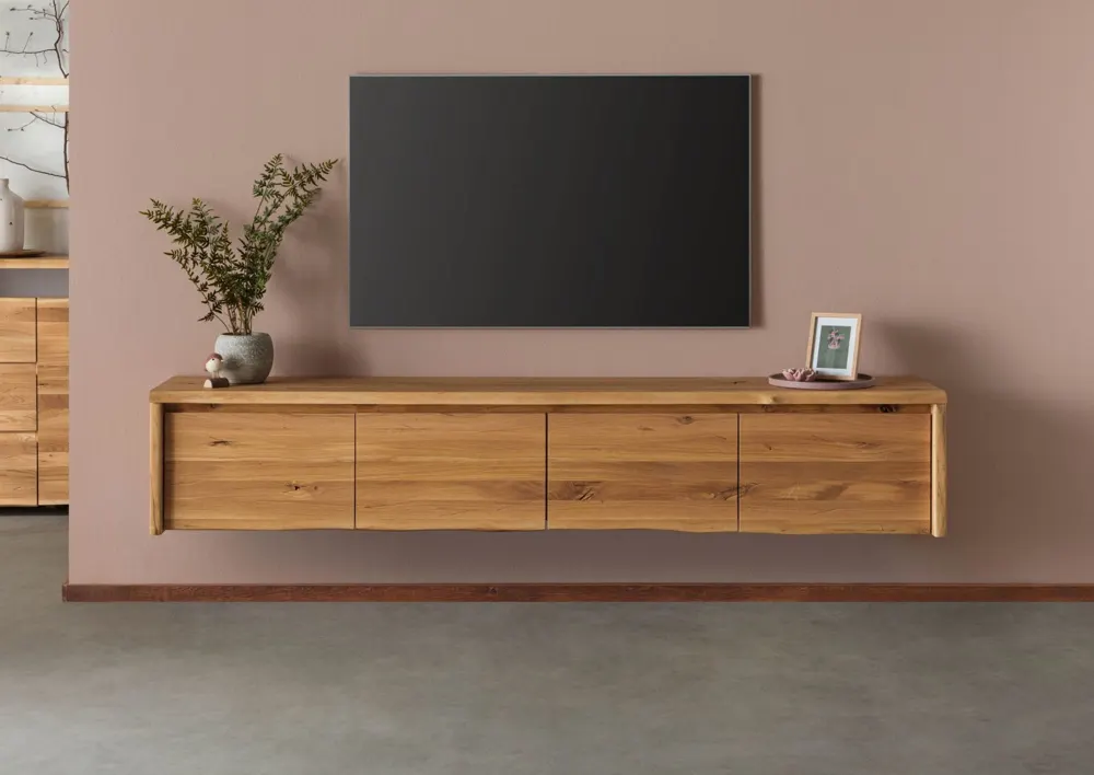 Massivmoebel24 Lowboard PURE OAK, Wildeiche natur geölt