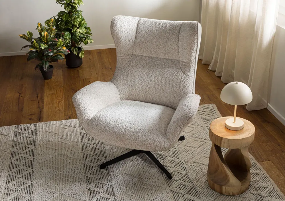 Massivmoebel24 Ohrensessel OSKAR, beige, Polyester 2