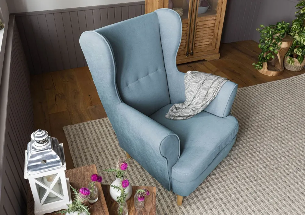 Massivmoebel24 Ohrensessel SCANDI, Hellblau 2