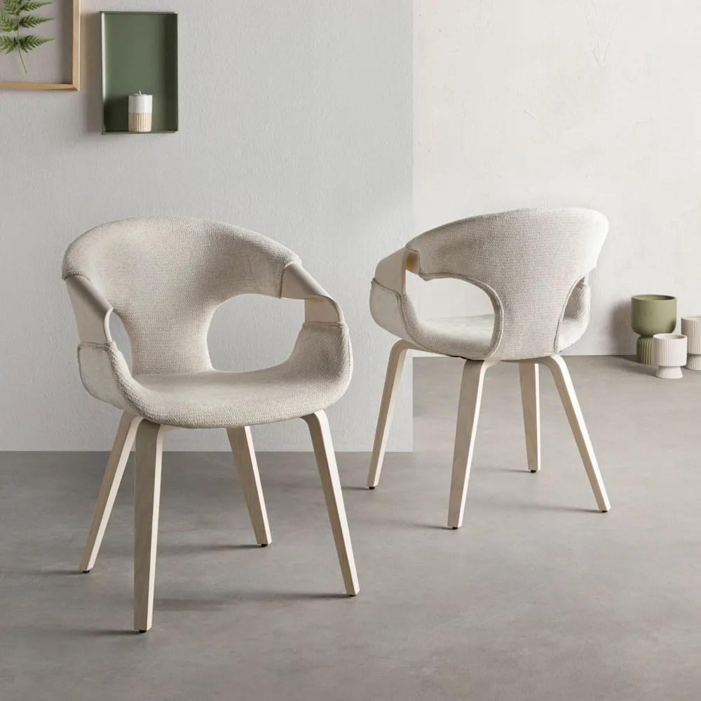 Massivmoebel24 Polsterstuhl EMILIA, Chenille beige 2