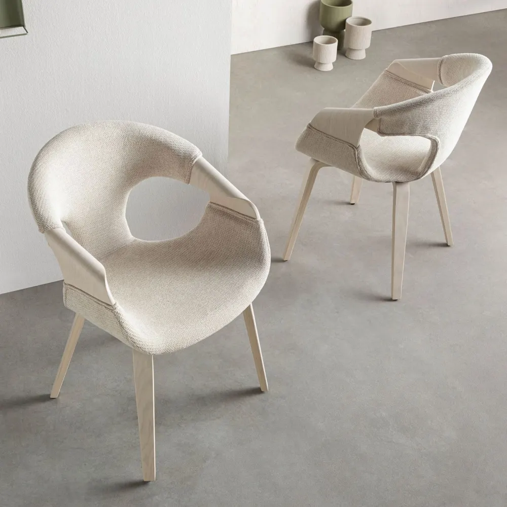 Massivmoebel24 Polsterstuhl EMILIA, Chenille beige 3