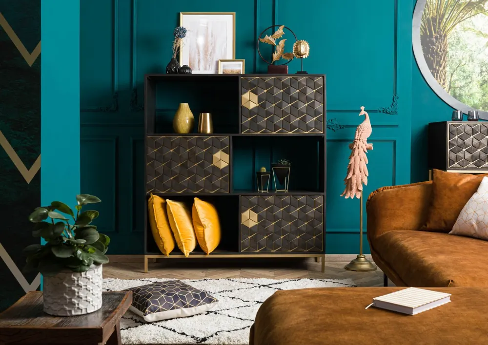 Massivmoebel24 Regal DIAMOND, Mangoholz grau geölt
