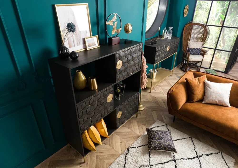 Massivmoebel24 Regal DIAMOND, Mangoholz grau geölt 2