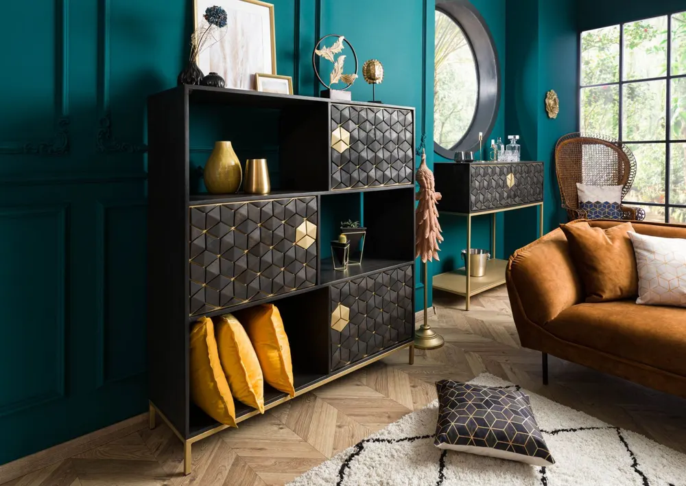 Massivmoebel24 Regal DIAMOND, Mangoholz grau geölt 3