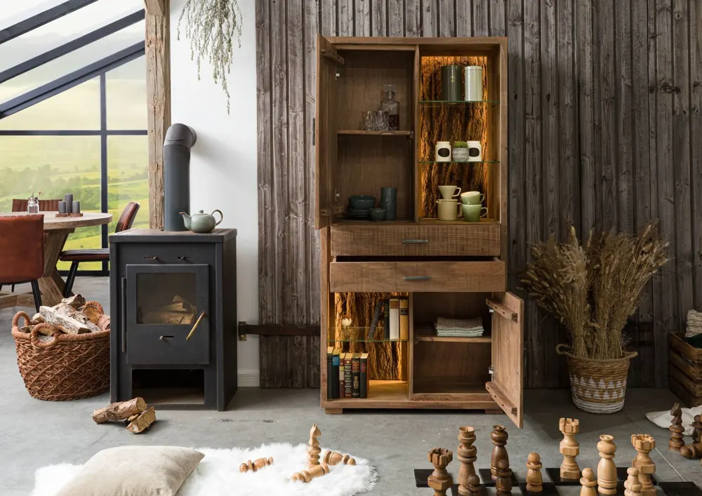 Massivmoebel24 Schrank BARK, Akazie natur lackiert 3