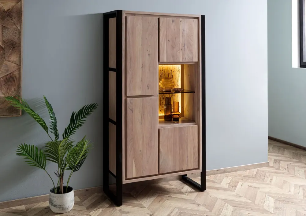 Massivmoebel24 Schrank DENVER, Akazie natur lackiert 2