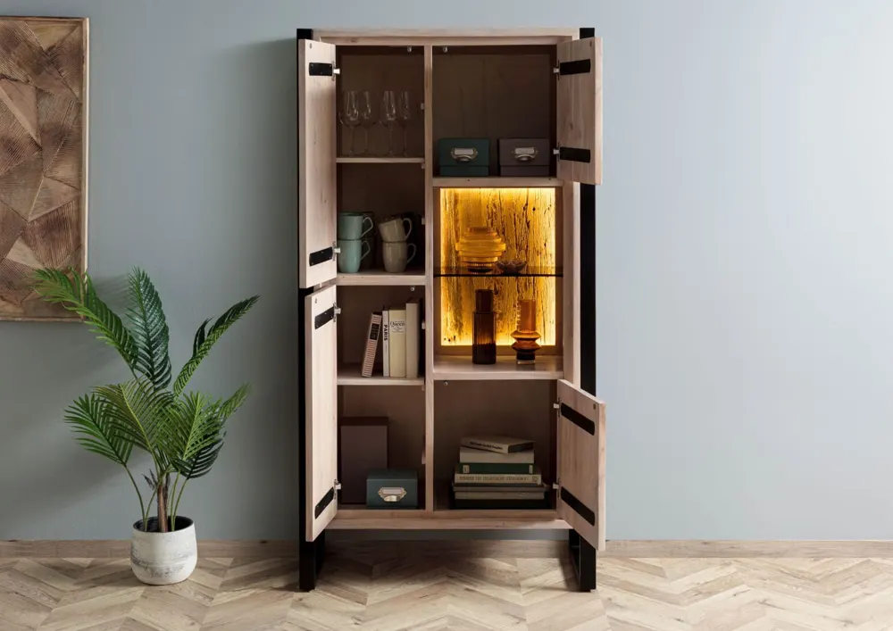 Massivmoebel24 Schrank DENVER, Akazie natur lackiert 3