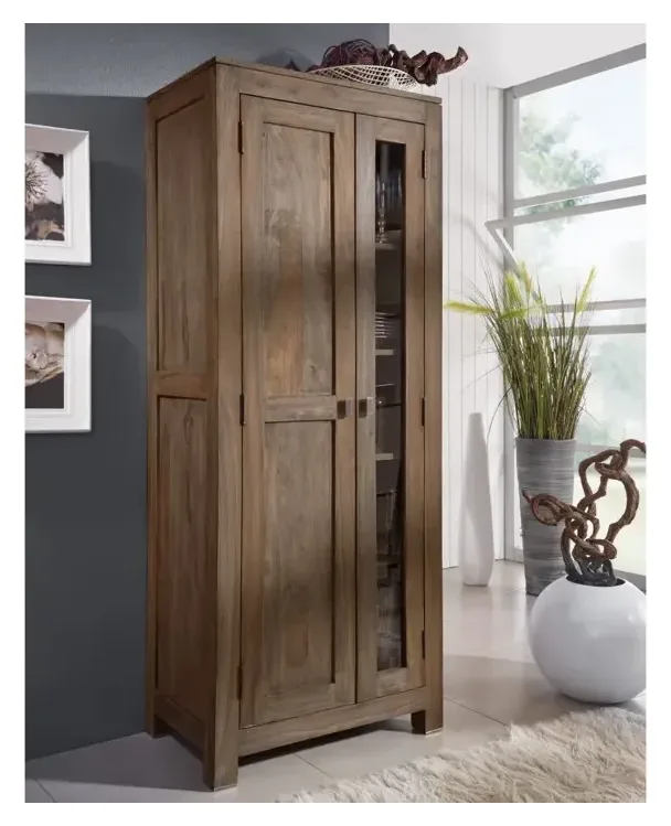 Massivmoebel24 Schrank NATURE GREY, Sheesham grau geölt