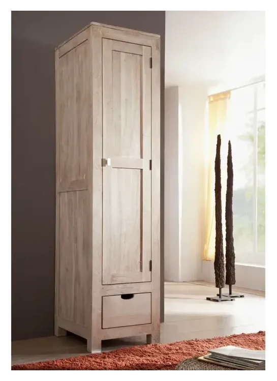 Massivmoebel24 Schrank NATURE WHITE, Akazie white stone