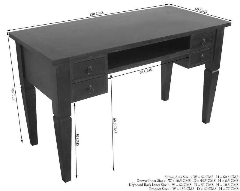 Massivmoebel24 Schreibtisch OXFORD, Akazie nougat lackiert 2