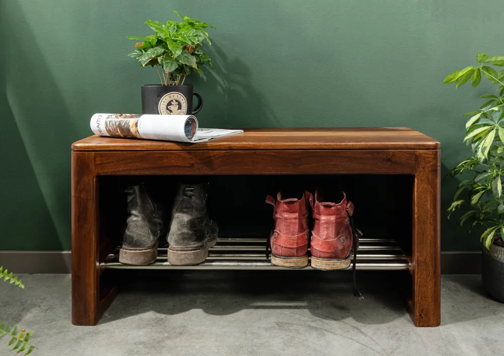 Massivmoebel24 Schuhbank TORONTO, Sheesham walnuss gewachst 3