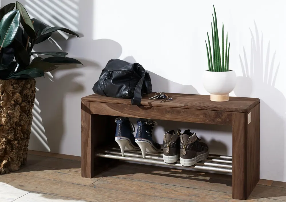 Massivmoebel24 Schuhregal TORONTO, Sheesham rot-braun