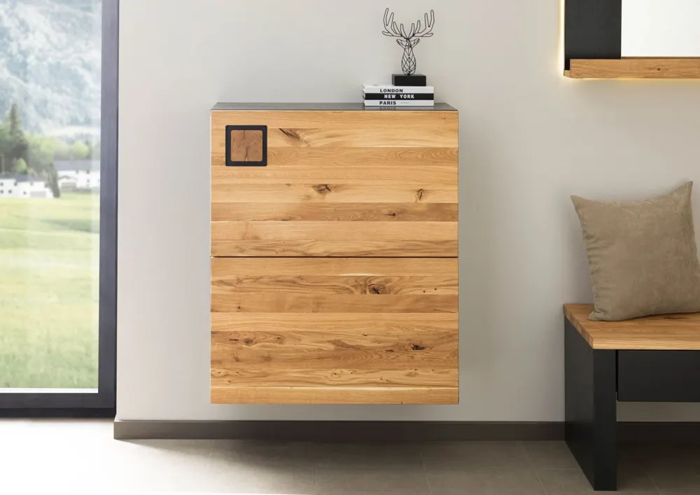 Massivmoebel24 Schuhschrank KITZBÜHEL, Wildeiche natur