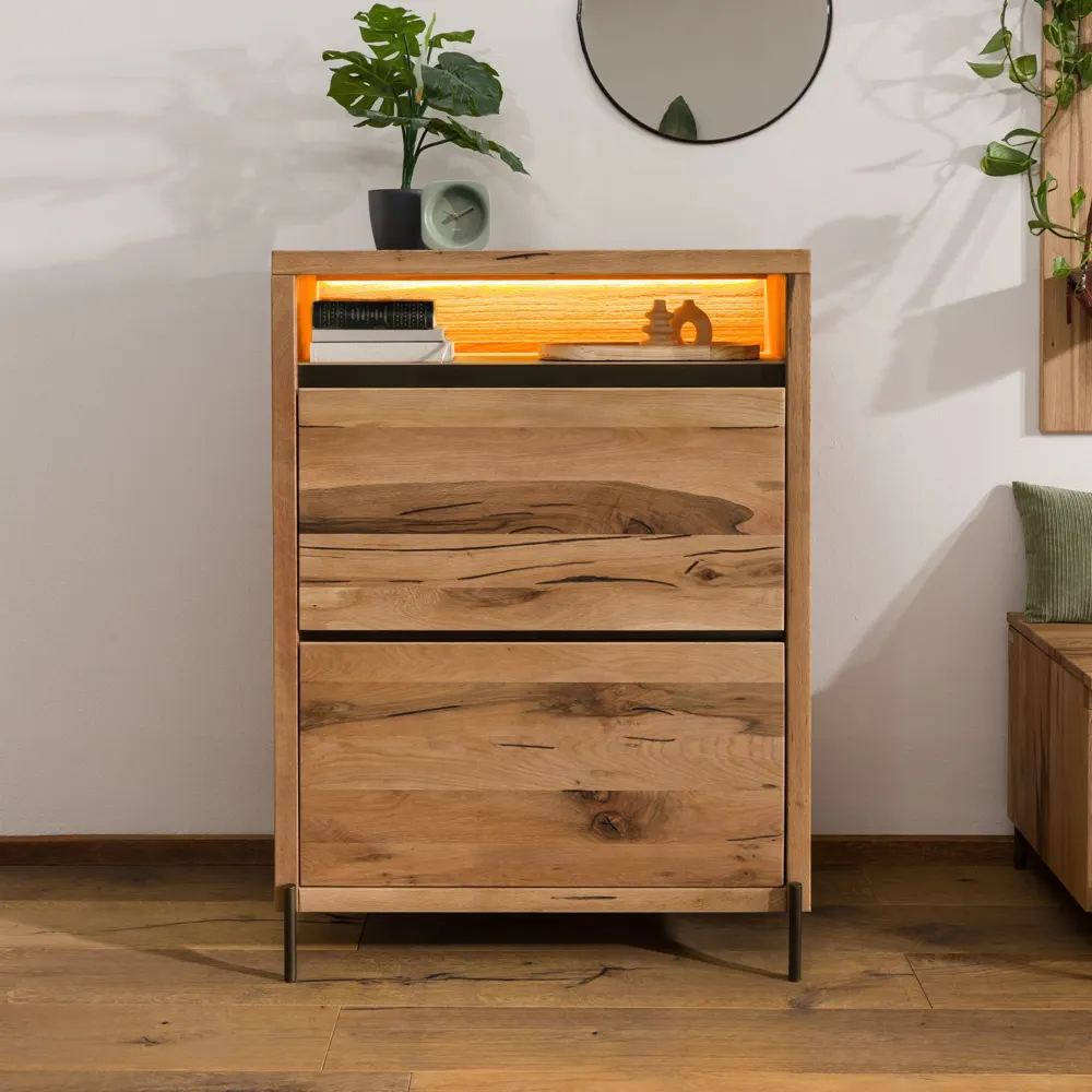 Massivmoebel24 Schuhschrank MONTREUX LUX, Eiche natur geölt