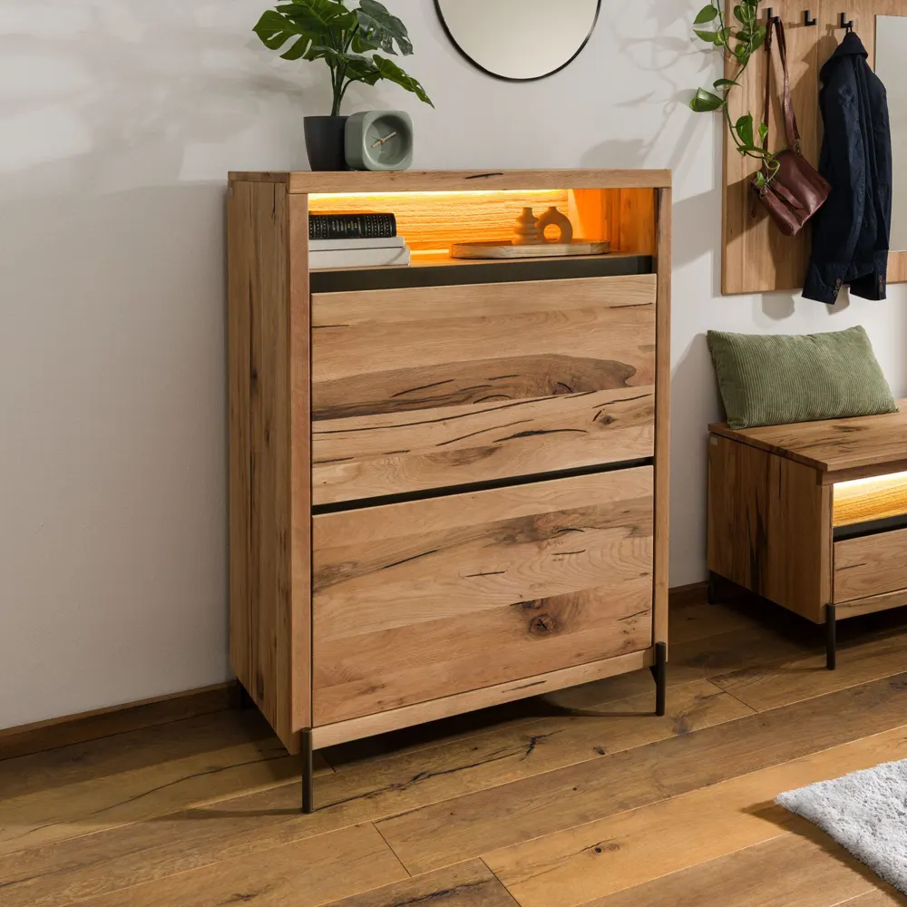 Massivmoebel24 Schuhschrank MONTREUX LUX, Eiche natur geölt 2