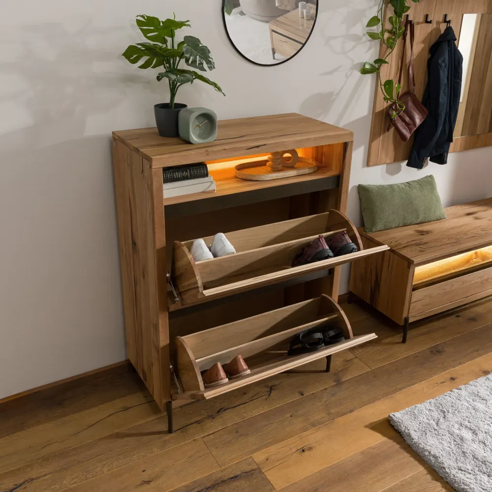 Massivmoebel24 Schuhschrank MONTREUX LUX, Eiche natur geölt 3