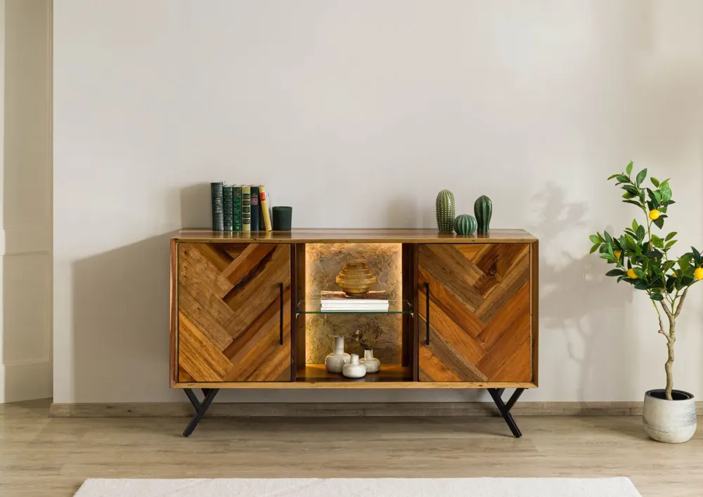 Massivmoebel24 Sideboard AVIGNON, Altholz natur lackiert
