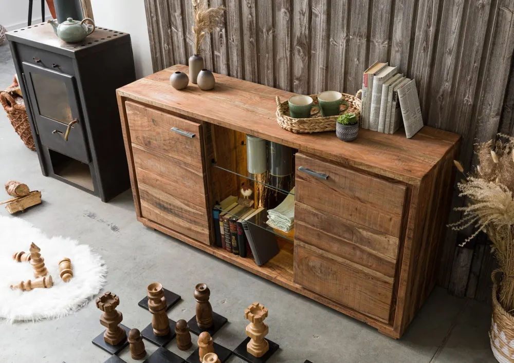 Massivmoebel24 Sideboard BARK, Akazie natur lackiert 2