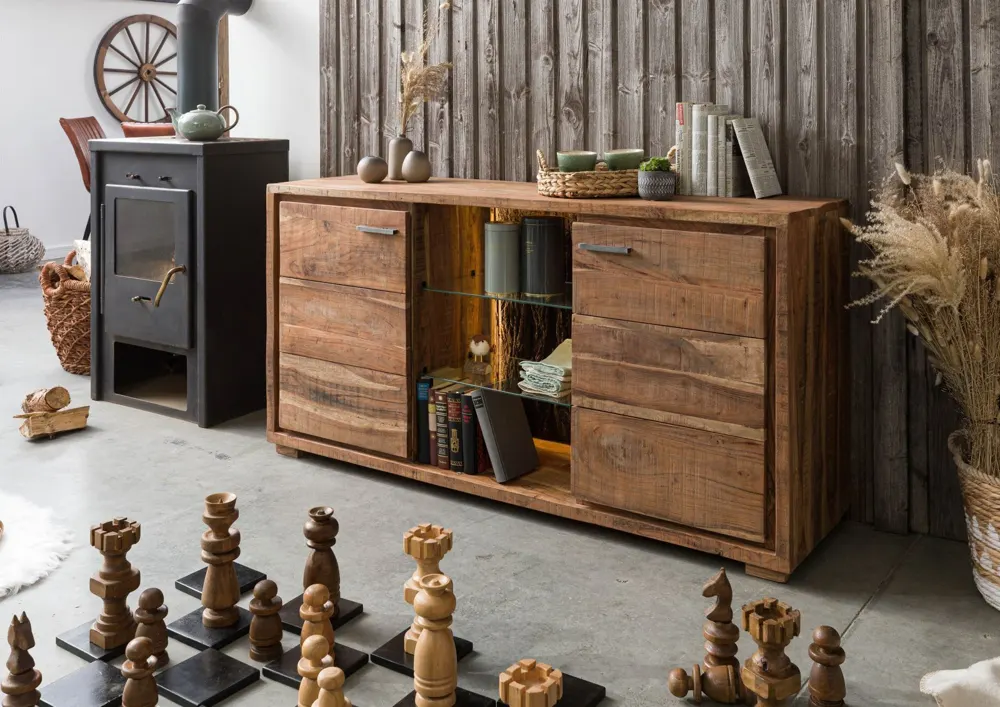 Massivmoebel24 Sideboard BARK, Akazie natur lackiert 3