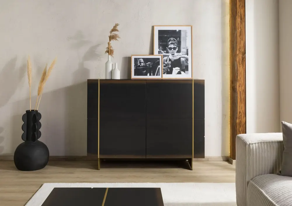 Massivmoebel24 Sideboard BEAMS, Eiche dunkelbraun lackiert