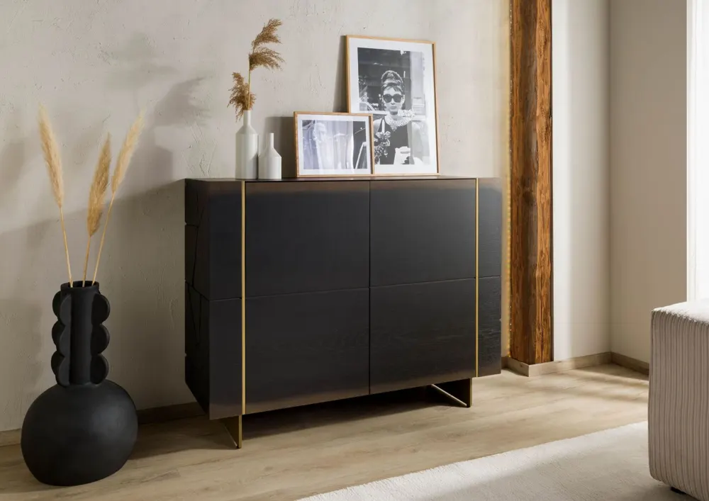 Massivmoebel24 Sideboard BEAMS, Eiche dunkelbraun lackiert 3