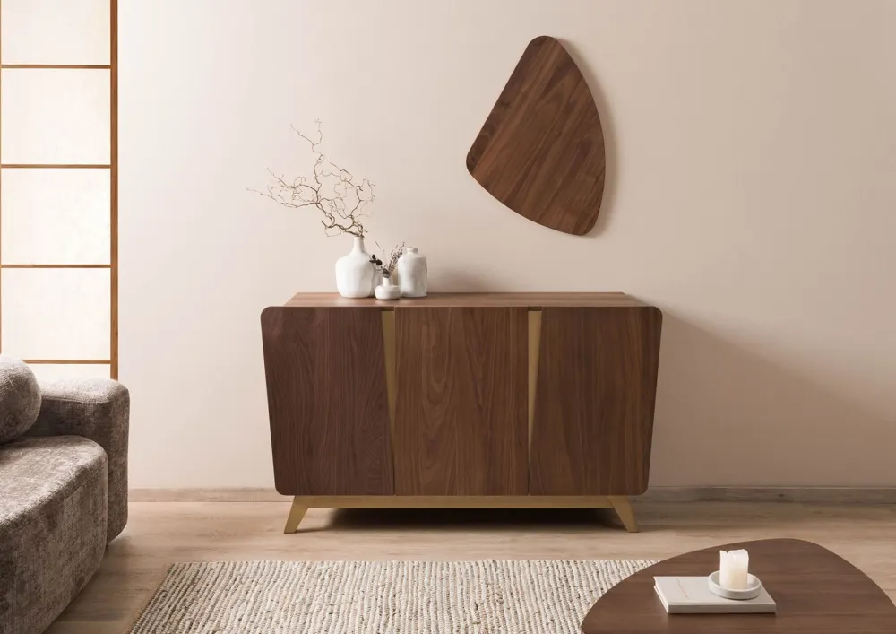 Massivmoebel24 Sideboard BUTTERFLY, Nussbaum-Furnier braun