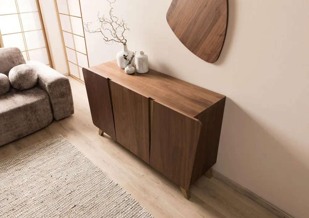Massivmoebel24 Sideboard BUTTERFLY, Nussbaum-Furnier braun 2