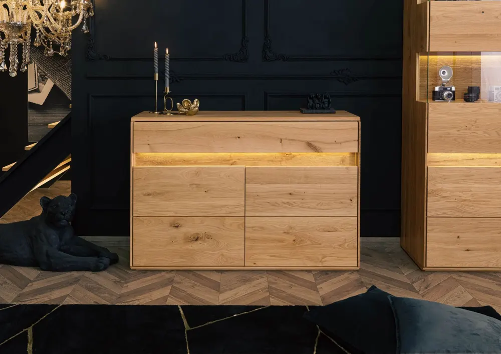 Massivmoebel24 Sideboard CARDIFF, Wildeiche natur geölt