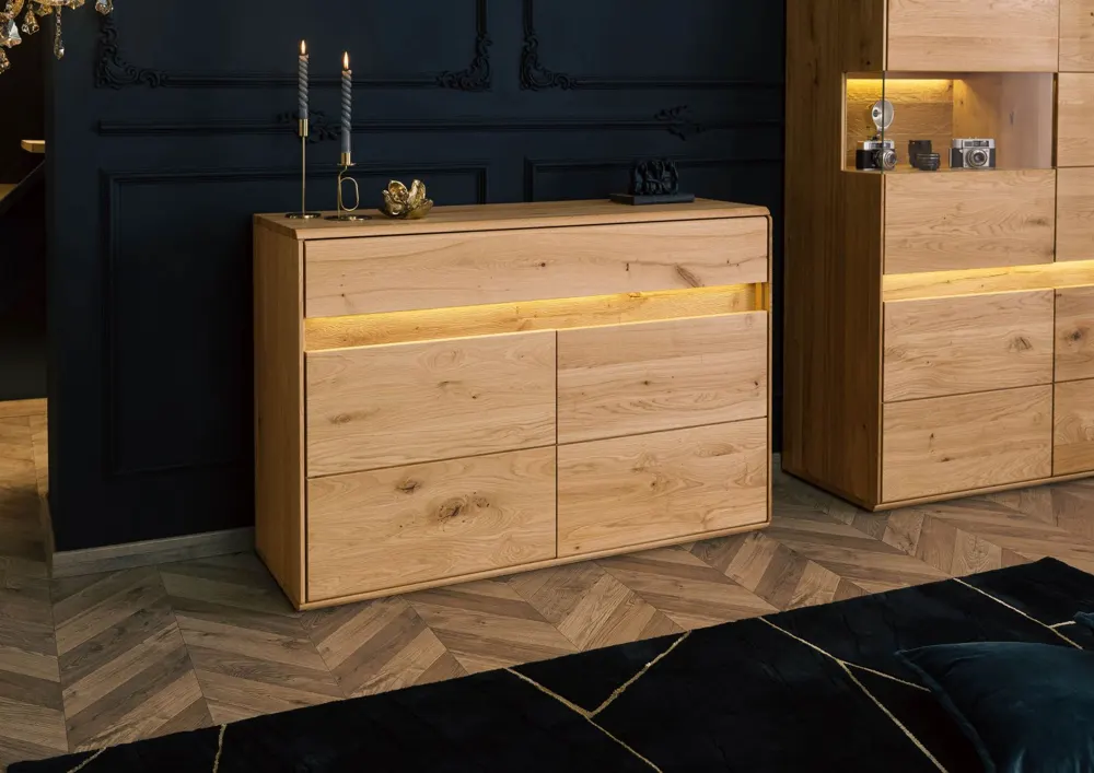 Massivmoebel24 Sideboard CARDIFF, Wildeiche natur geölt 3