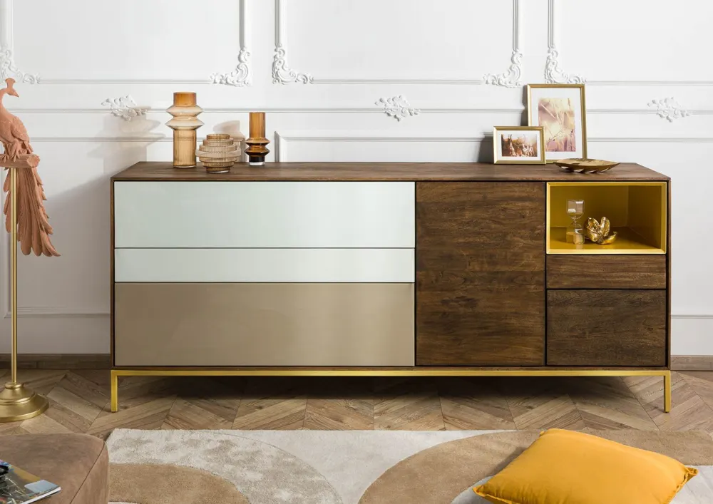 Massivmoebel24 Sideboard CHICAGO, Mango braun geölt