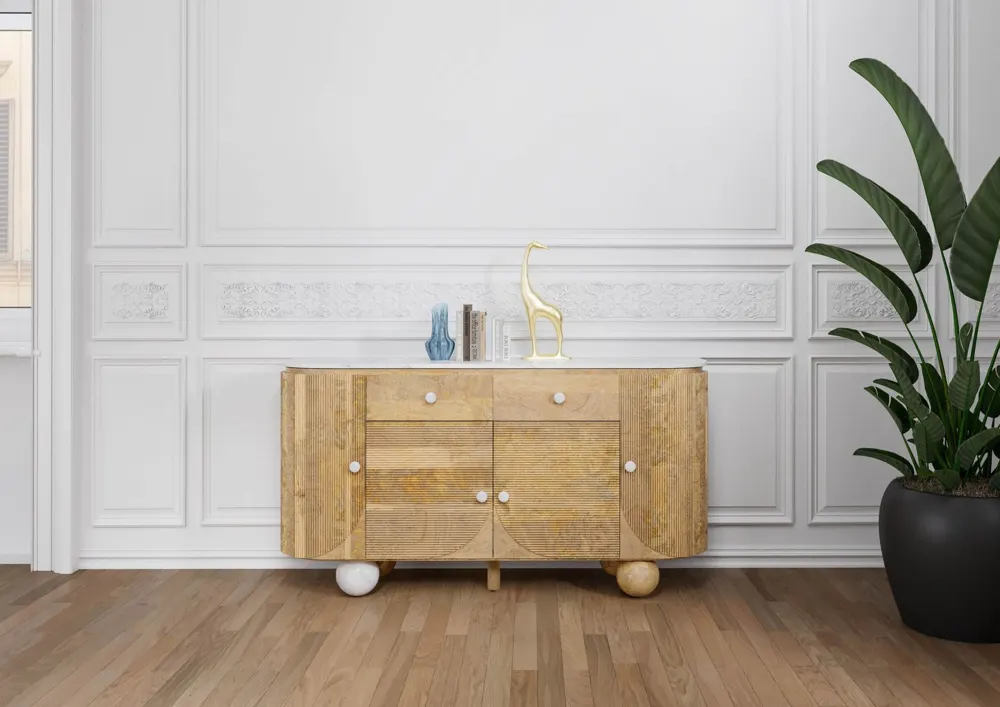 Massivmoebel24 Sideboard FLORENZ, Mangoholz natur lackiert