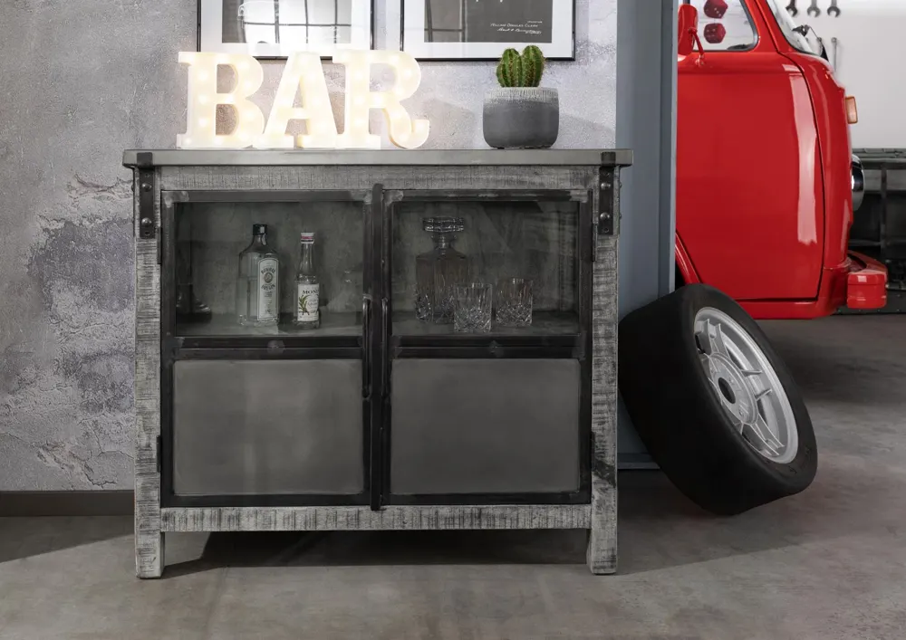 Massivmoebel24 Sideboard HEAVY INDUSTRY, Mangoholz grau 3