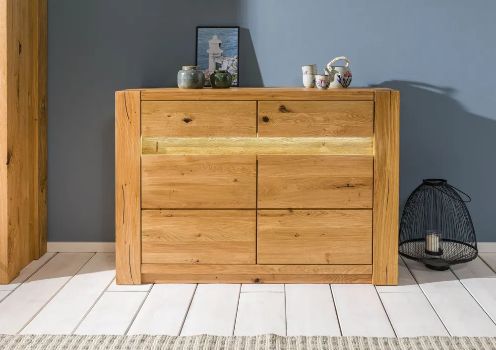 Massivmoebel24 Sideboard KENT, Wildeiche natur geölt