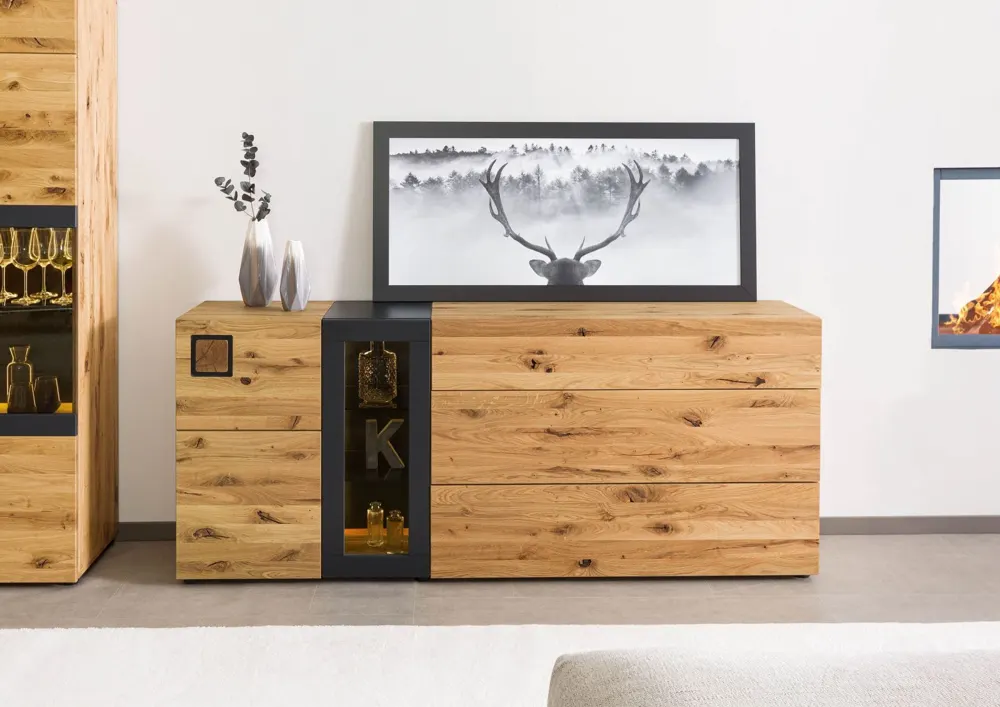 Massivmoebel24 Sideboard KITZBÜHEL, Wildeiche natur
