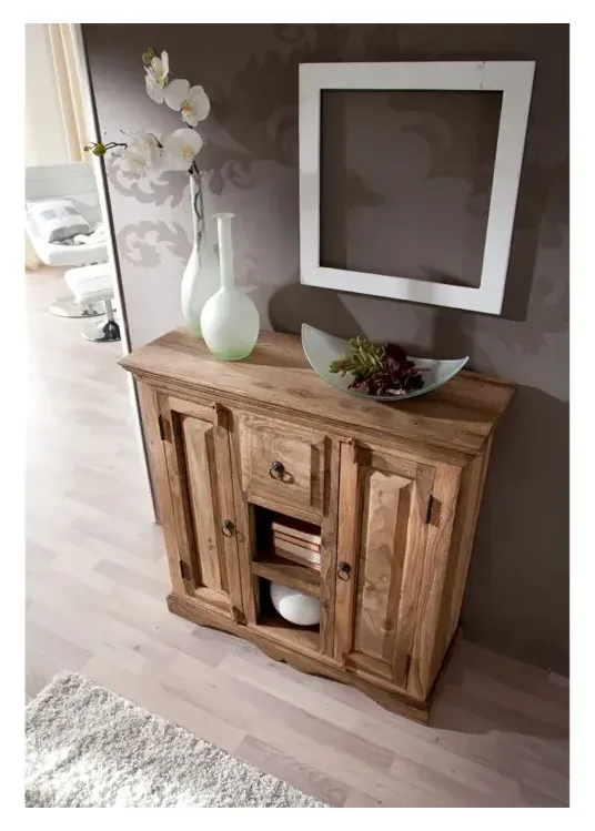 Massivmoebel24 Sideboard LEEDS, Sheesham grau geölt 2