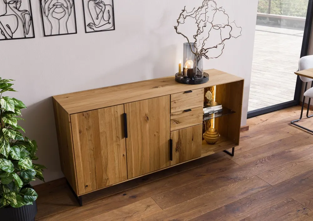 Massivmoebel24 Sideboard LINDAU, Wildeiche natur geölt 2