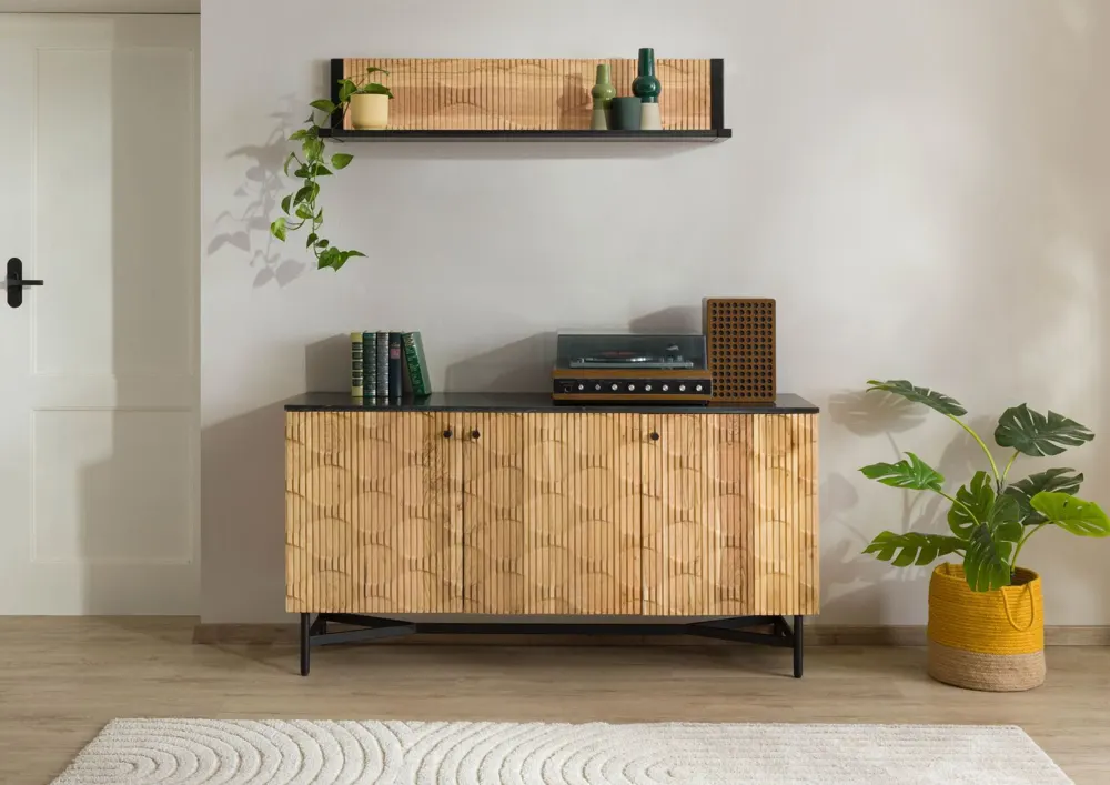 Massivmoebel24 Sideboard LONDON, Akazie natur lackiert